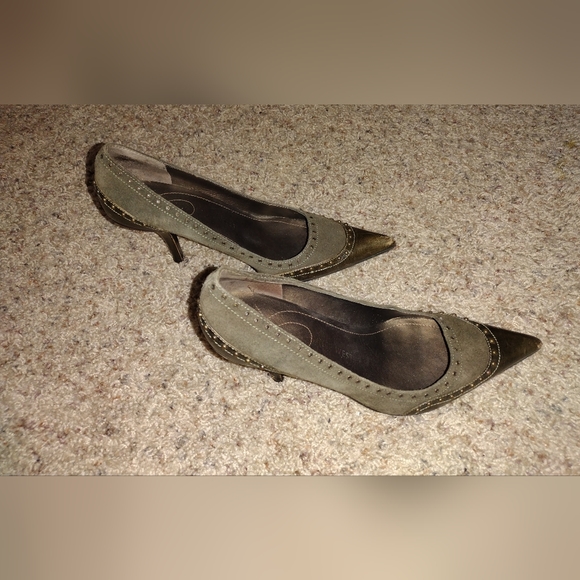 Nine West Suede/Leather Heel Dark Green Sz 7.5M - Picture 8 of 8